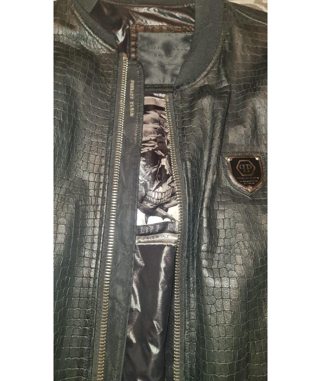 PHILIPP PLEIN Черная кожаная куртка, фото 4