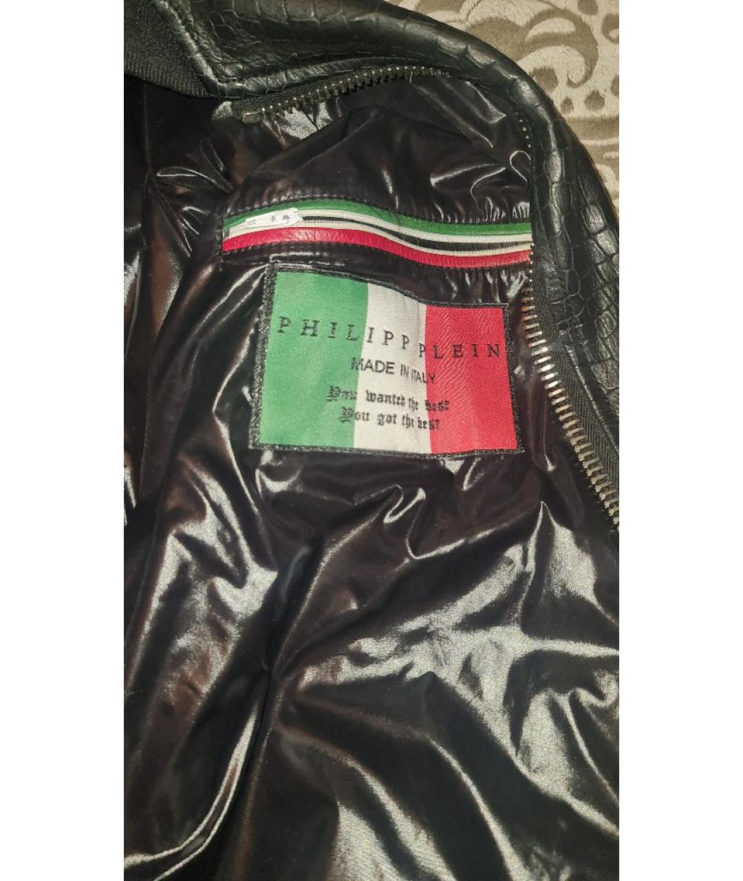PHILIPP PLEIN Черная кожаная куртка, фото 7