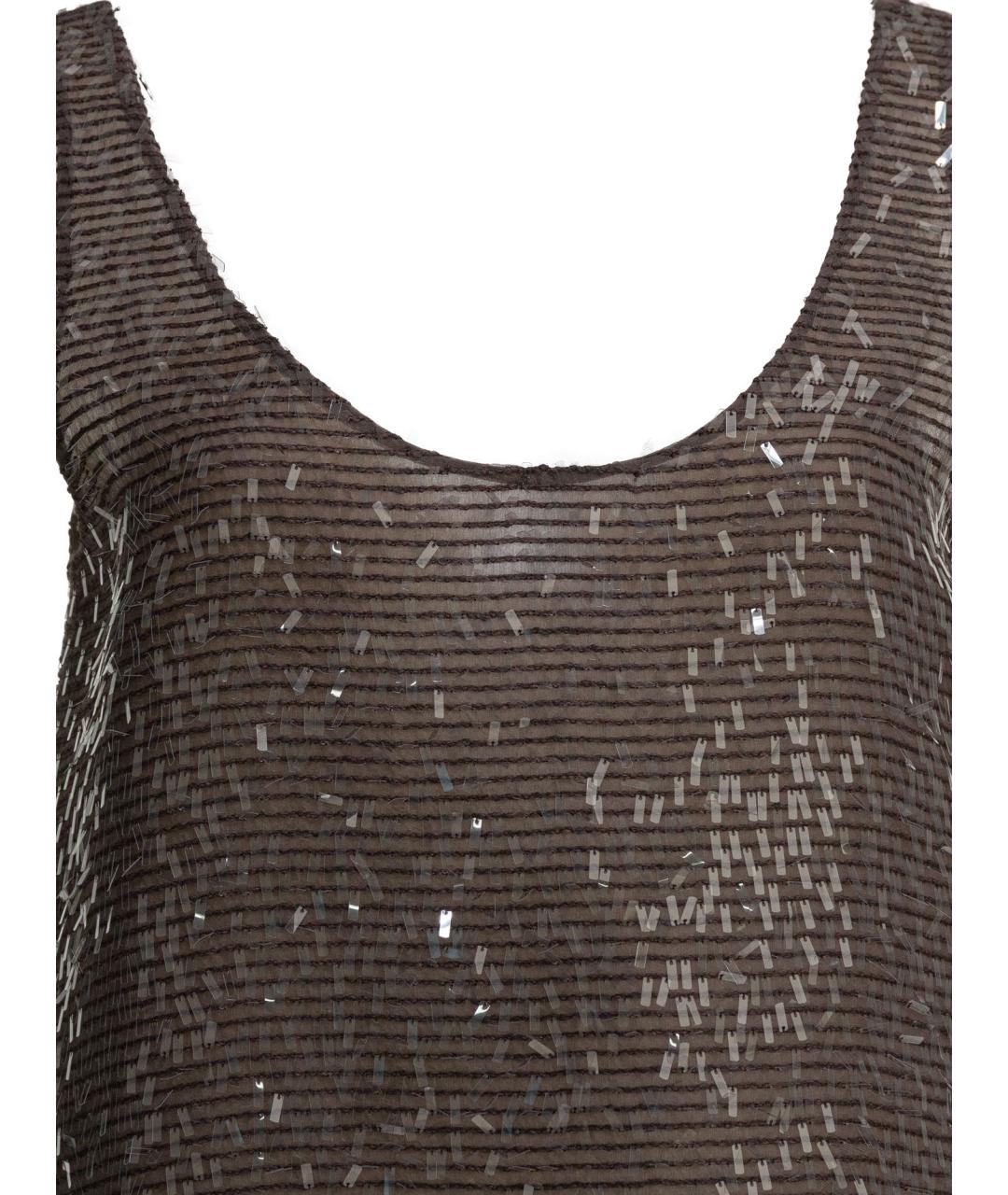 BRUNELLO CUCINELLI Коричневая шелковая блузы, фото 2