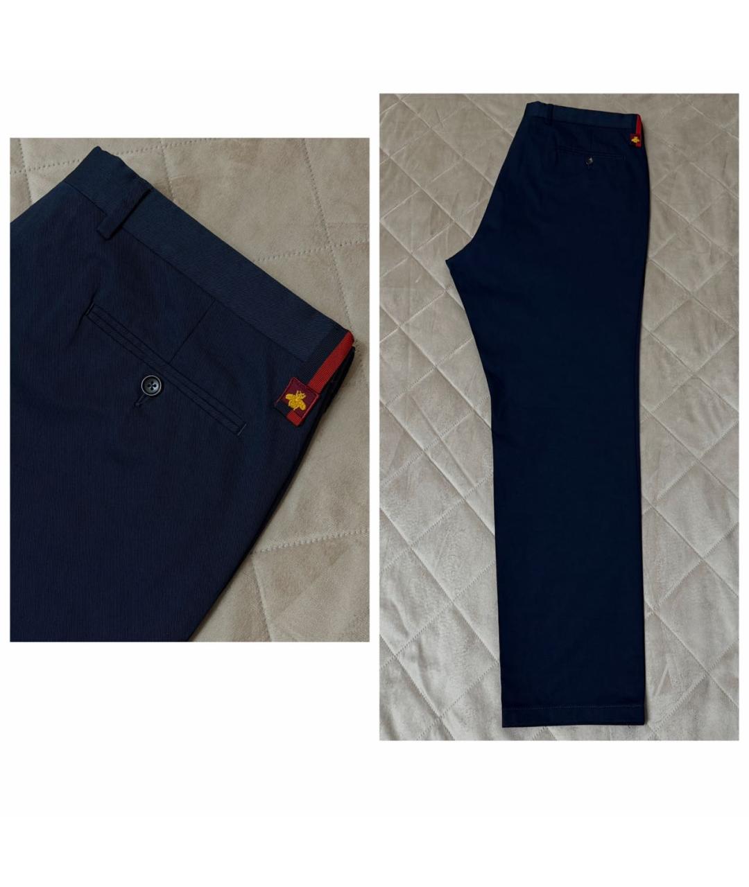 GUCCI Темно-синие хлопковые брюки чинос, фото 2