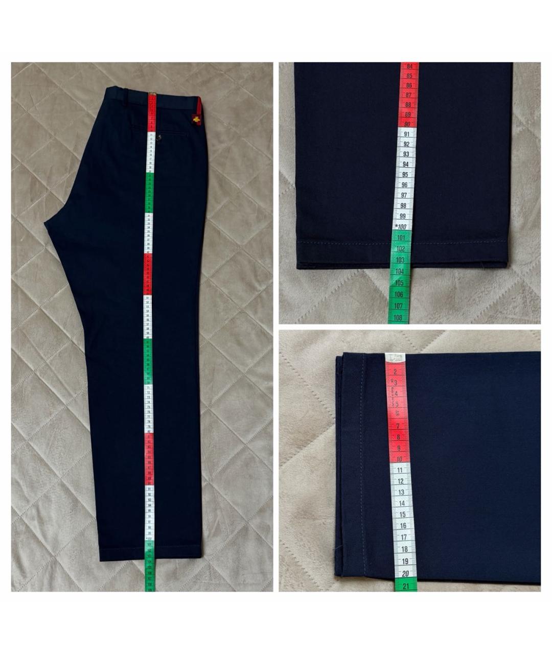 GUCCI Темно-синие хлопковые брюки чинос, фото 8