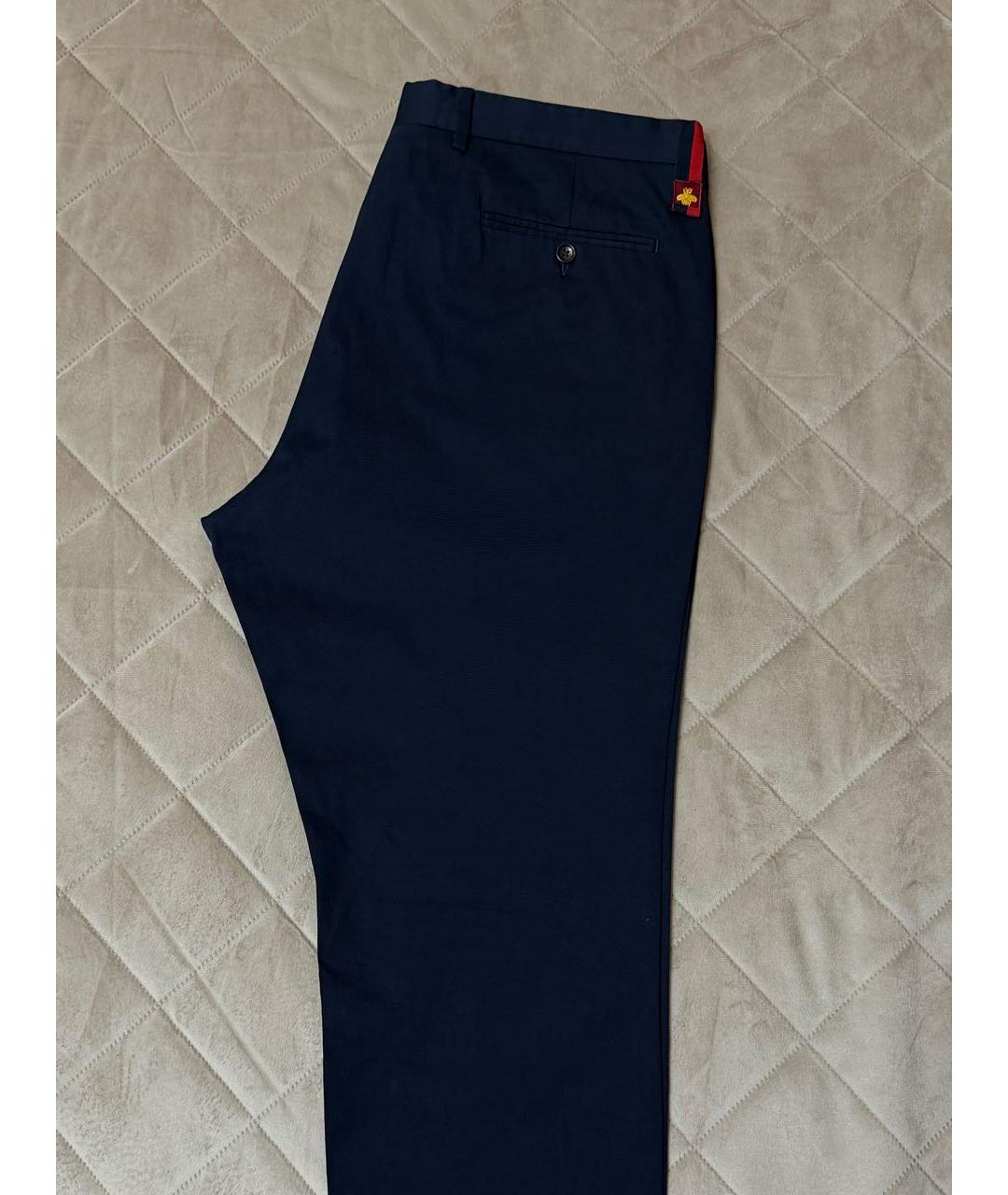 GUCCI Темно-синие хлопковые брюки чинос, фото 4