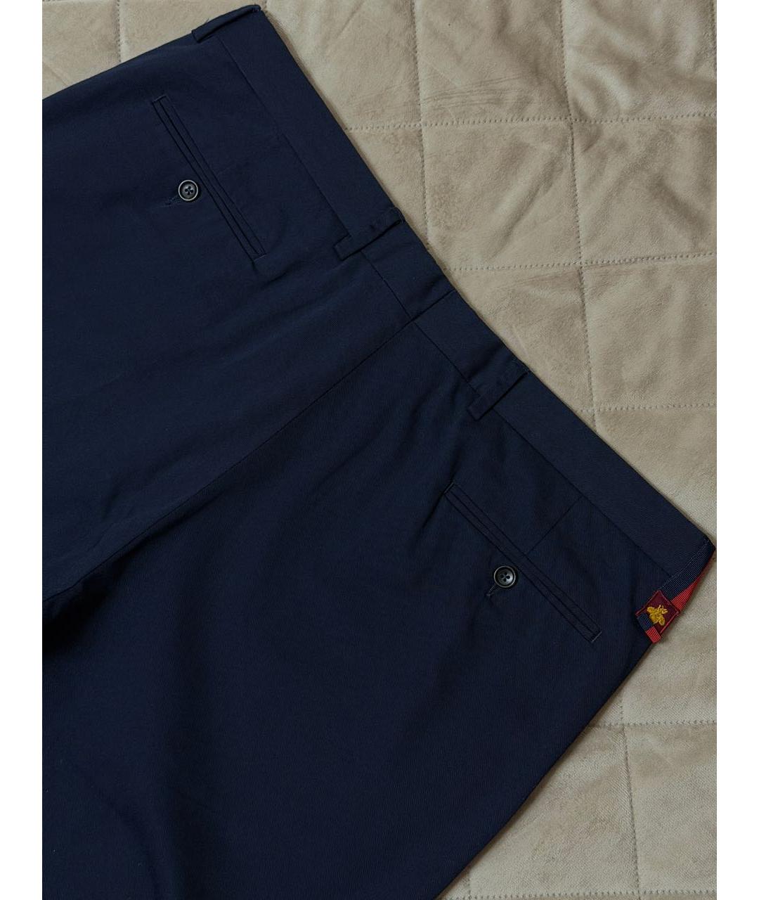 GUCCI Темно-синие хлопковые брюки чинос, фото 5