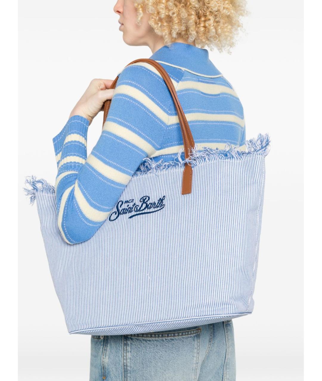 MC2 SAINT BARTH Голубая хлопковая сумка тоут, фото 3