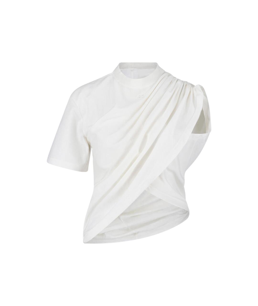 COURREGES Белая хлопковая футболка, фото 1