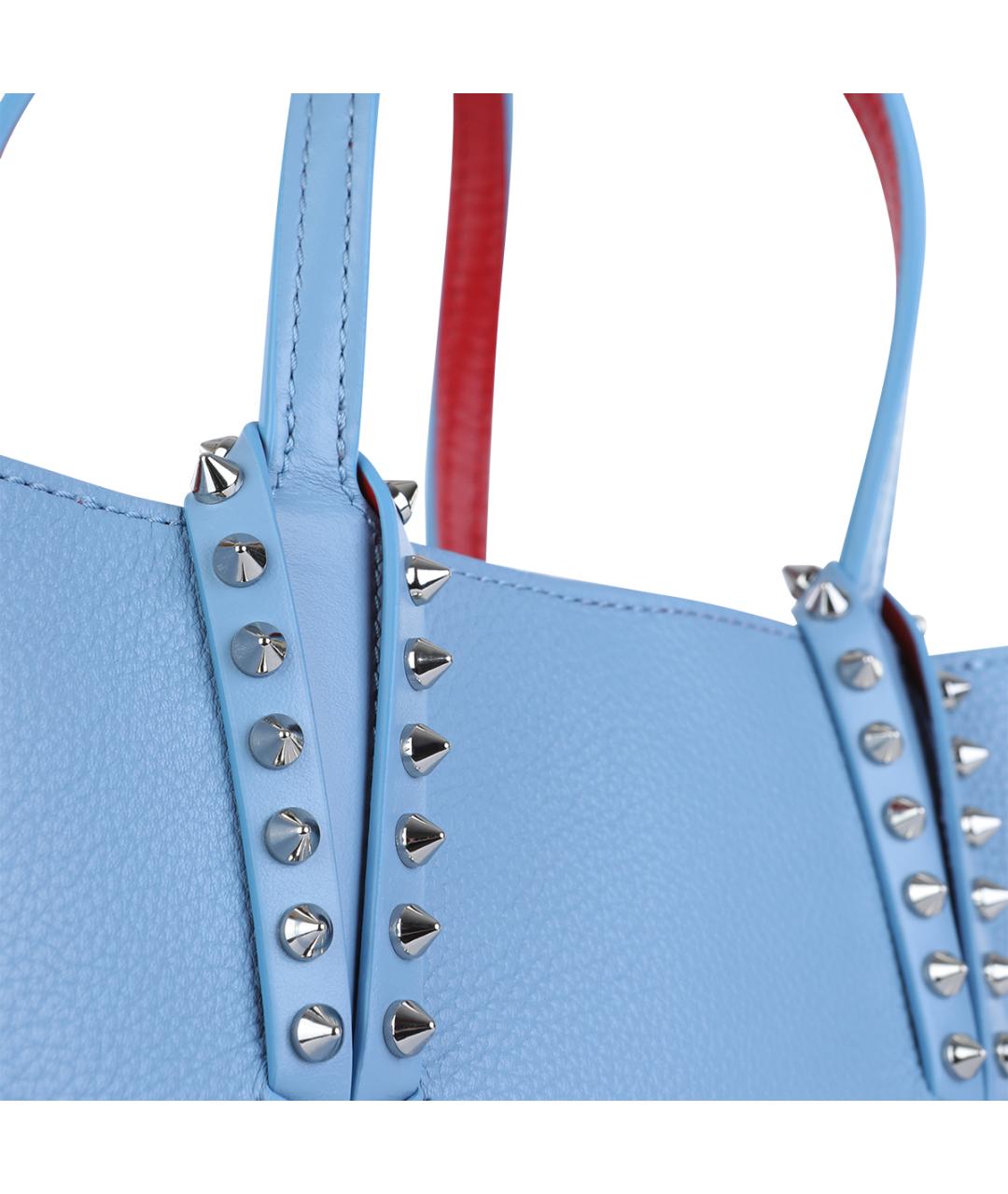 CHRISTIAN LOUBOUTIN Голубая кожаная сумка тоут, фото 4