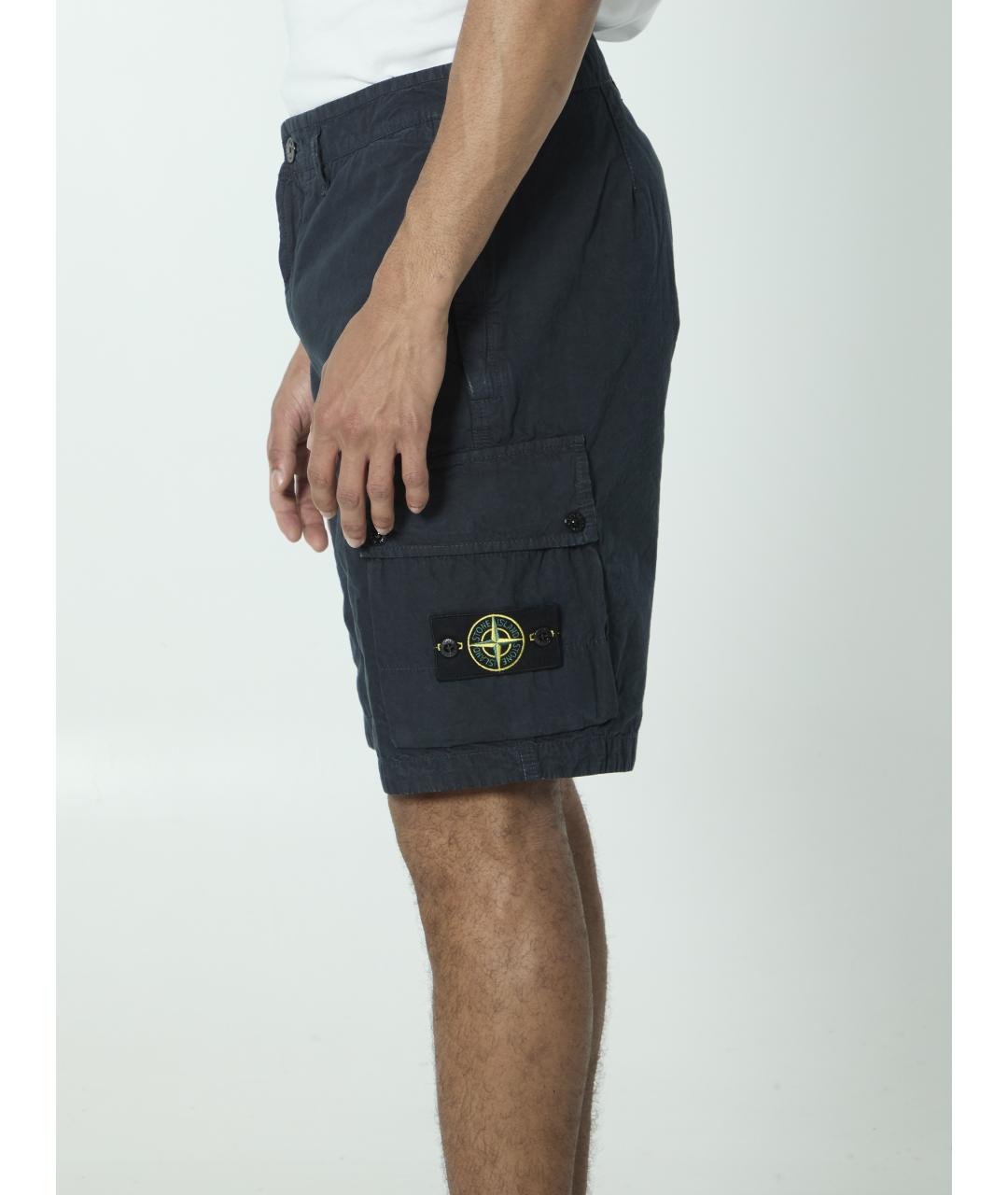 STONE ISLAND Синие хлопковые шорты, фото 3