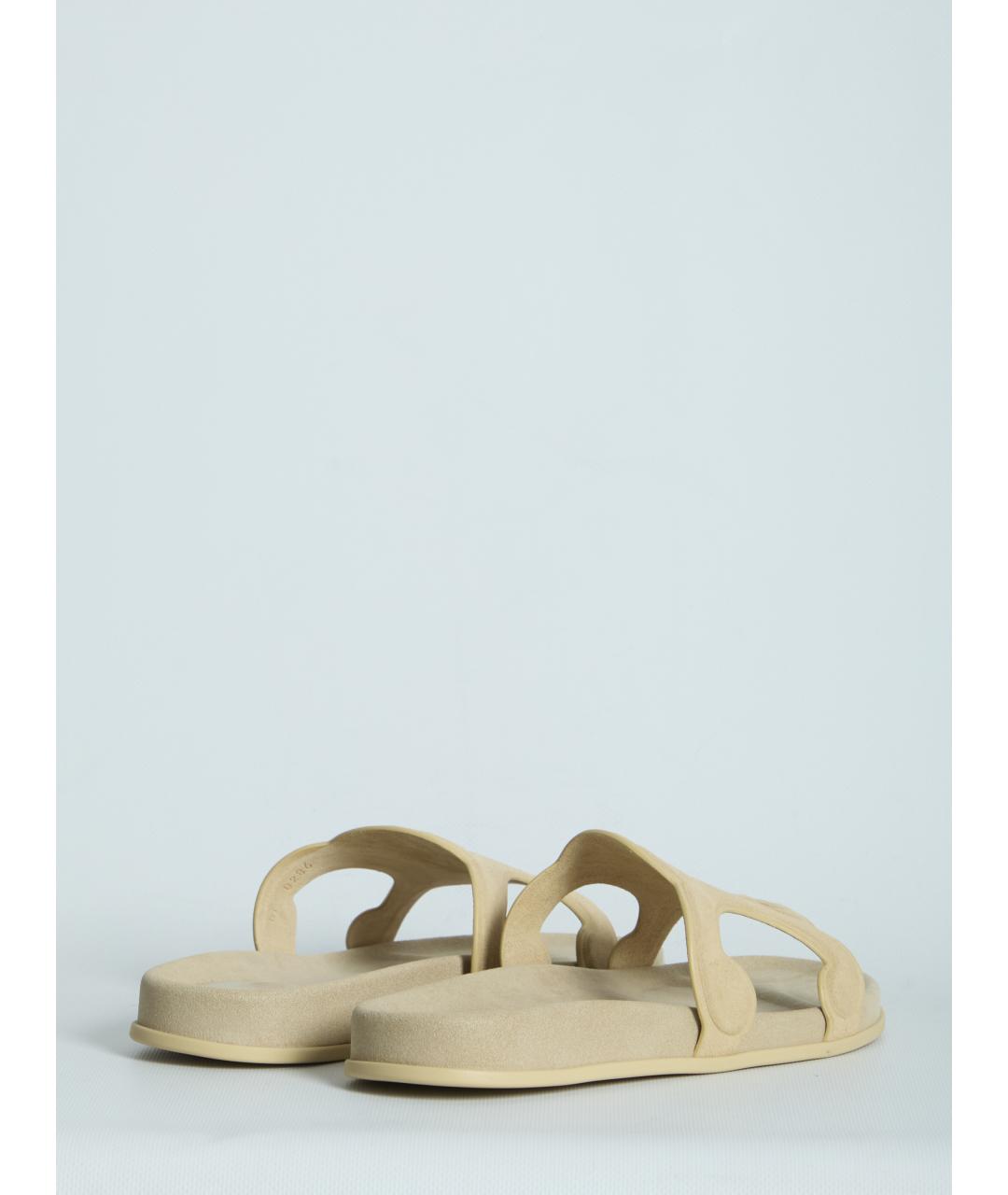 CELINE Бежевые замшевые шлепанцы, фото 3