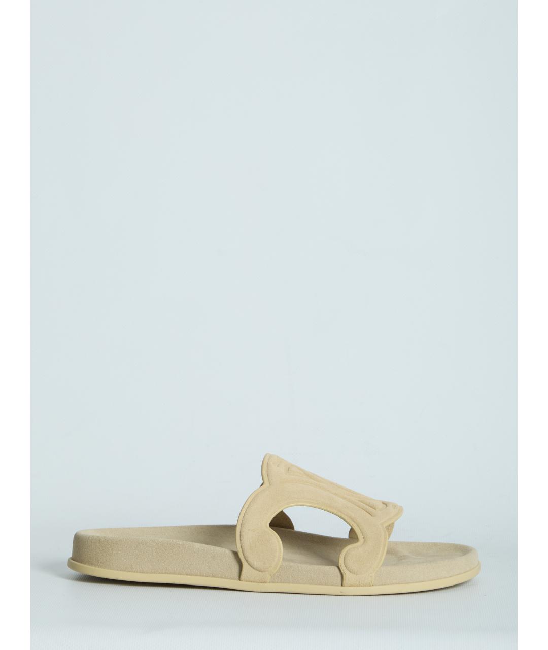 CELINE Бежевые замшевые шлепанцы, фото 6