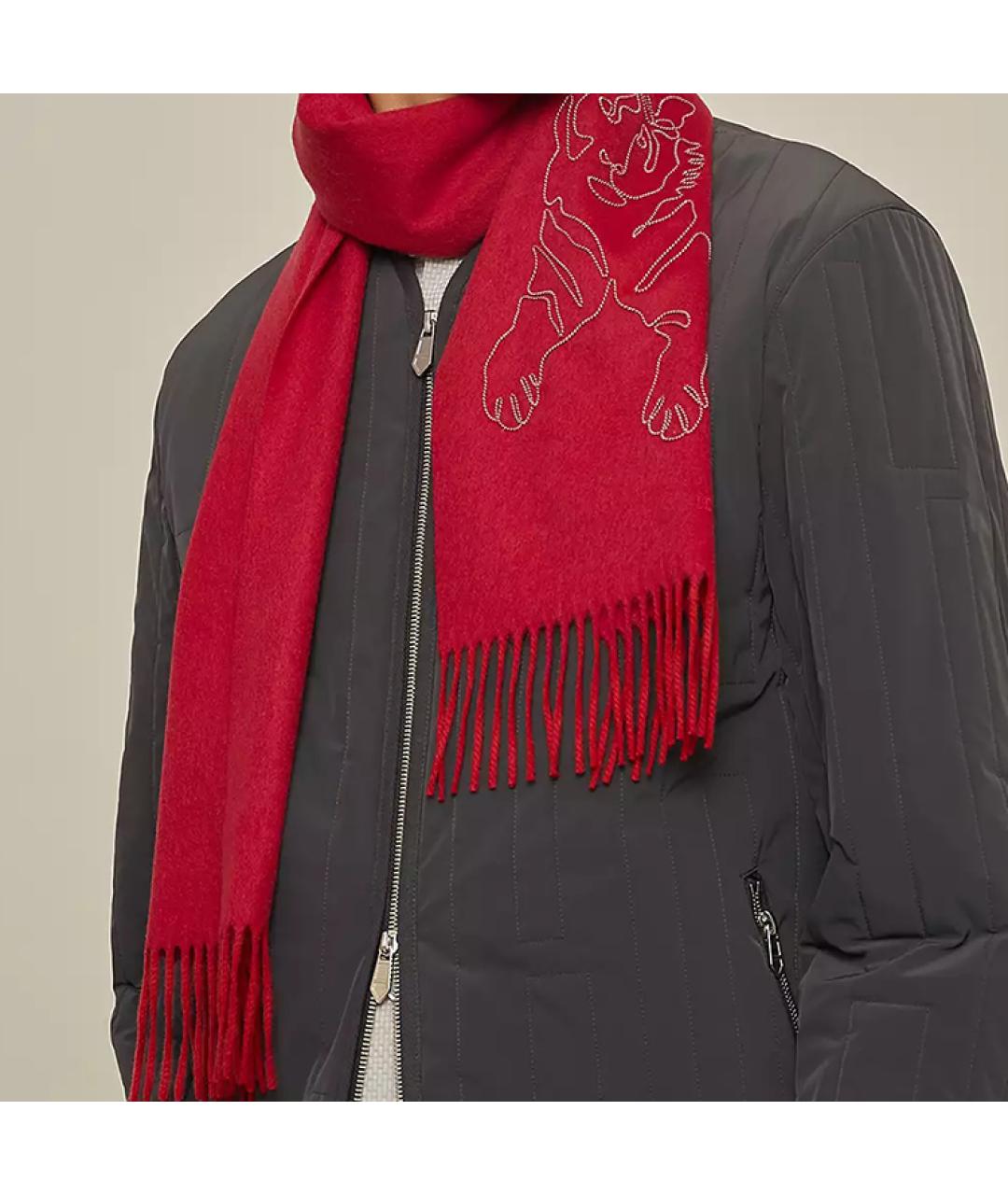 HERMES Красный шарф, фото 2