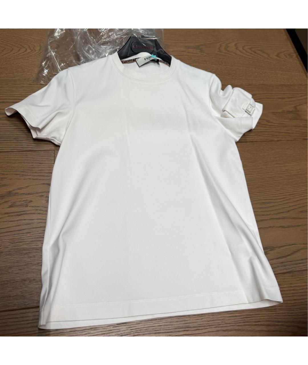FENDI Белая хлопковая футболка, фото 6