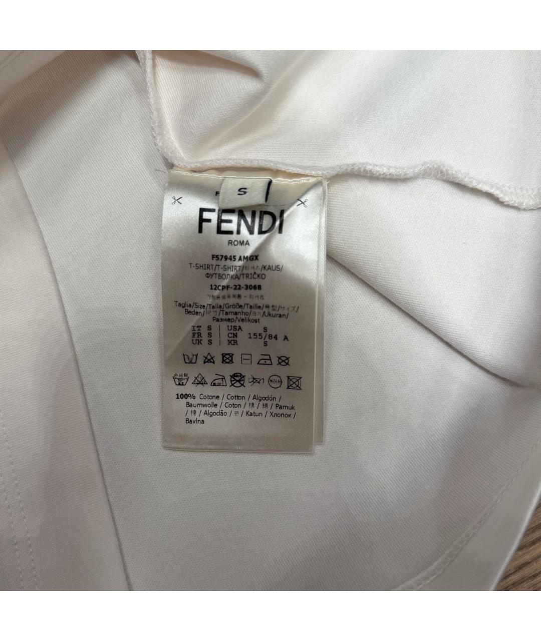 FENDI Белая хлопковая футболка, фото 4