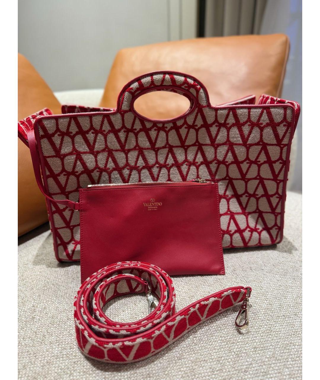 VALENTINO Красная сумка тоут, фото 2