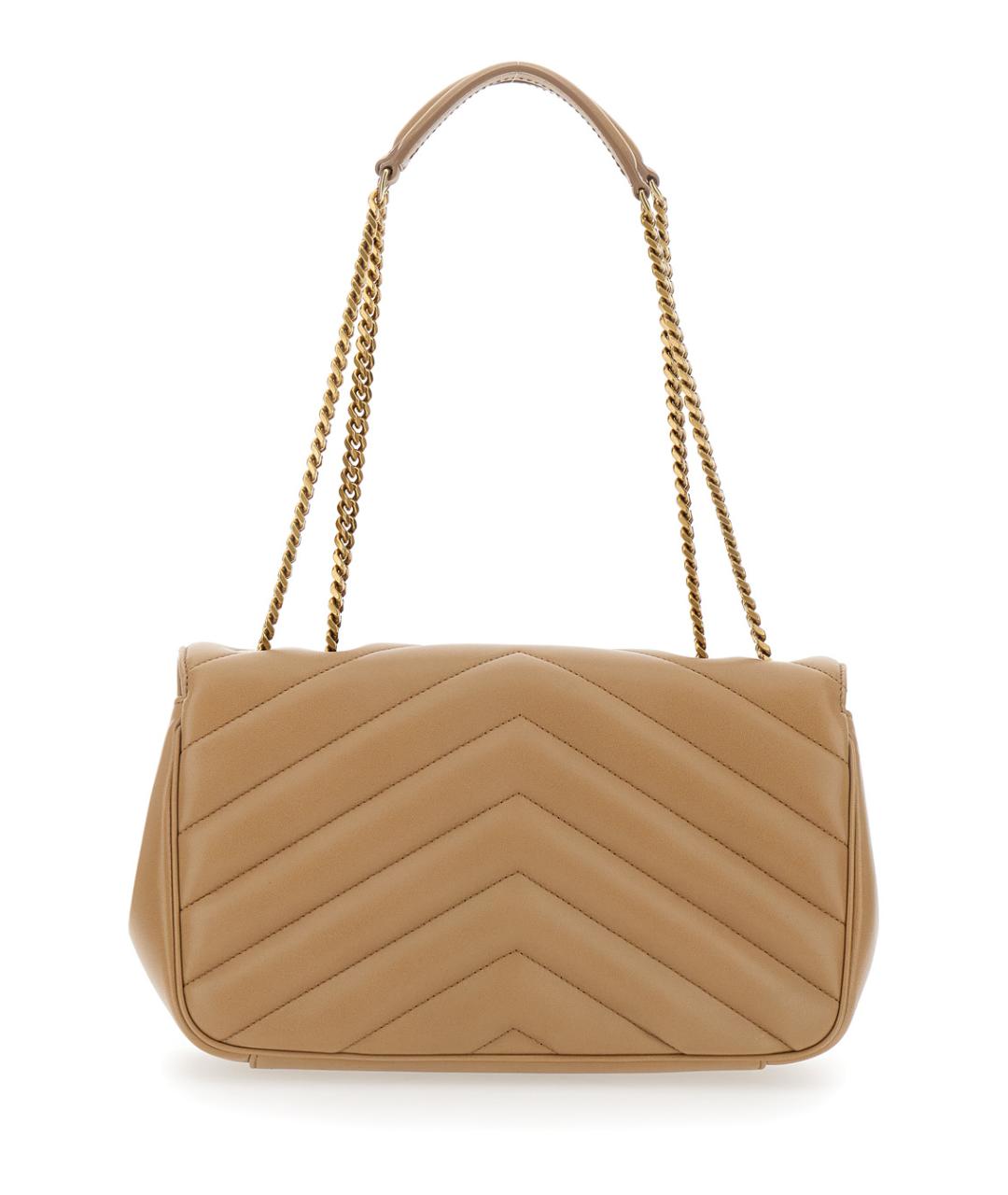 SAINT LAURENT Бежевая кожаная сумка через плечо, фото 2