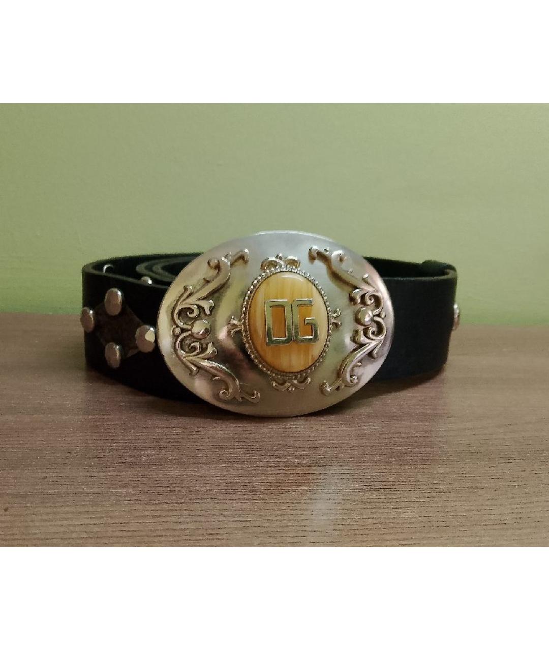 DOLCE&GABBANA Черный кожаный ремень, фото 2