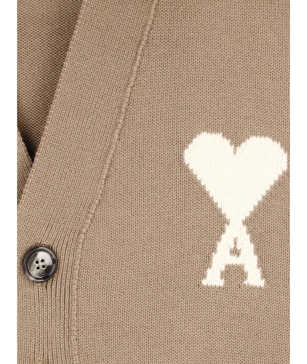 Ami Paris Бежевый шерстяной кардиган, фото 3