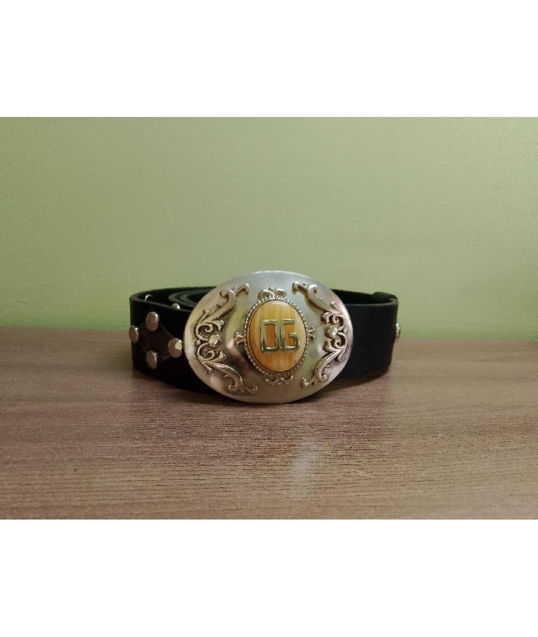 DOLCE&GABBANA Черный кожаный ремень, фото 2