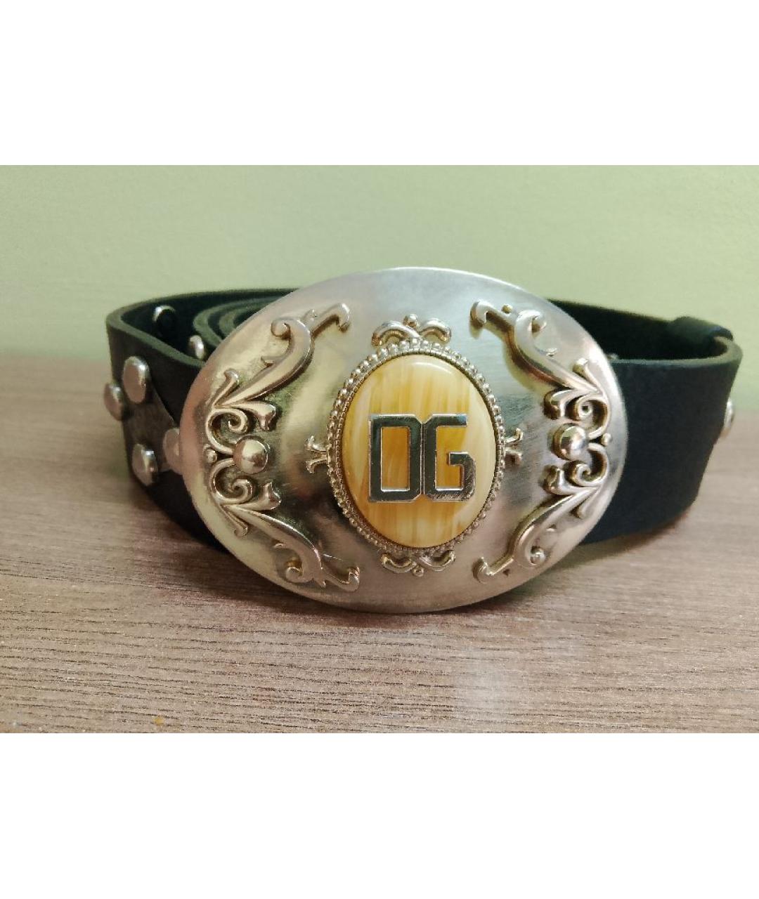 DOLCE&GABBANA Черный кожаный ремень, фото 6