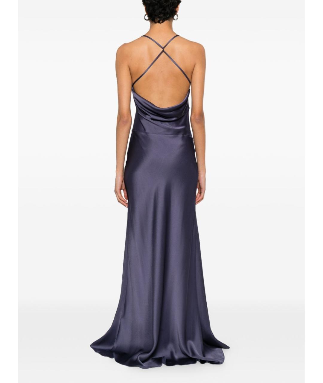 VICTORIA BECKHAM Синее ацетатное вечернее платье, фото 2
