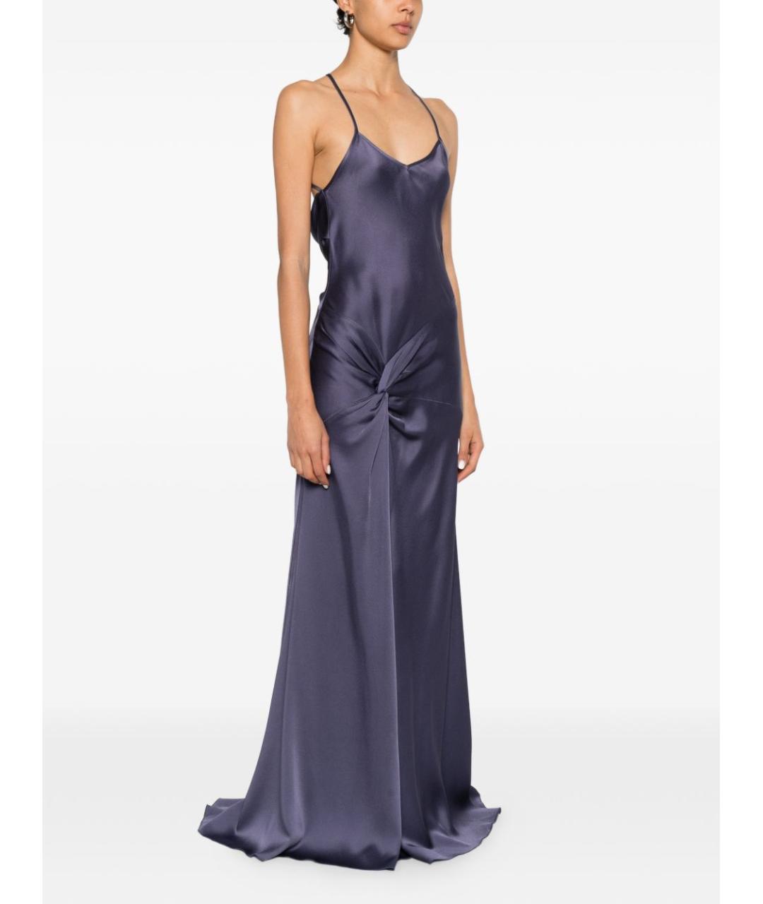 VICTORIA BECKHAM Синее ацетатное вечернее платье, фото 3