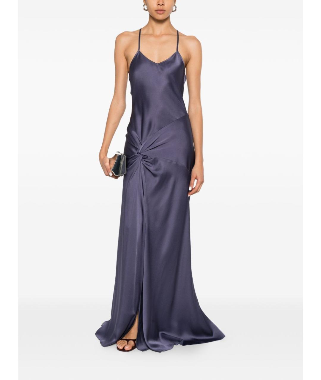 VICTORIA BECKHAM Синее ацетатное вечернее платье, фото 5