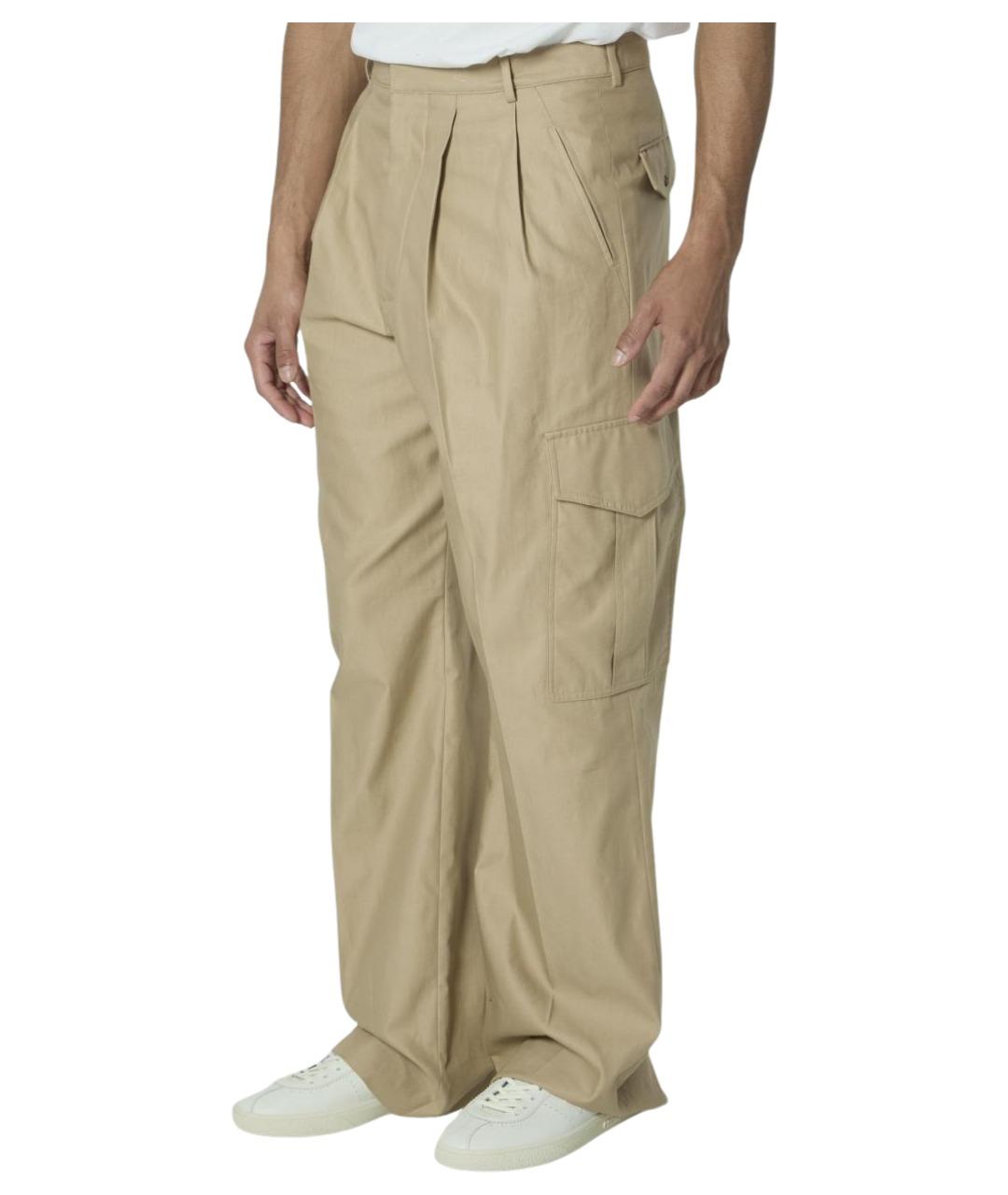 CELINE Бежевые хлопковые повседневные брюки, фото 2