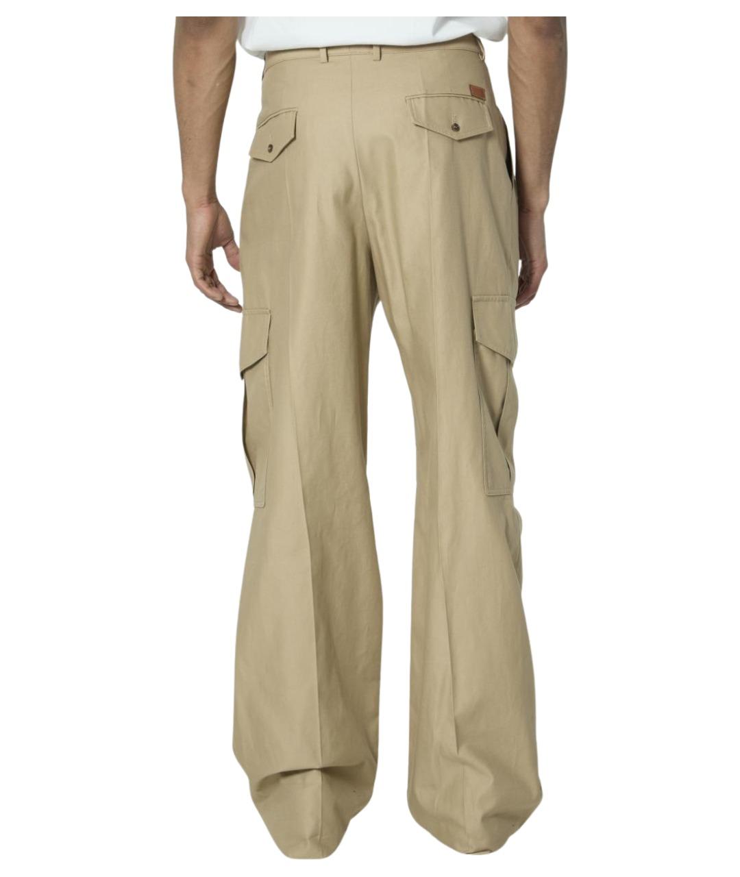 CELINE Бежевые хлопковые повседневные брюки, фото 4