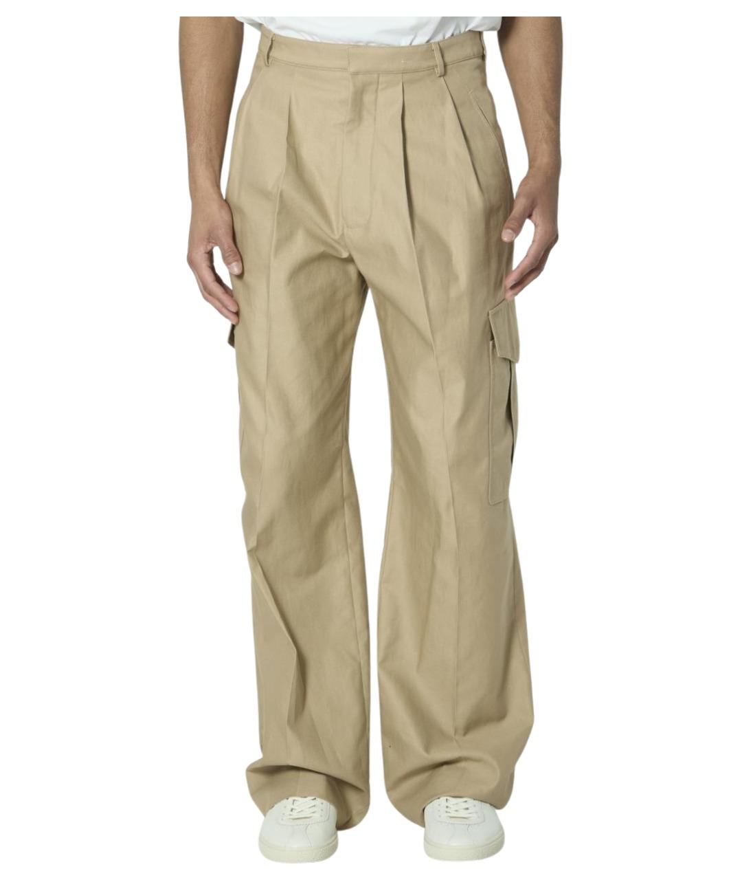 CELINE Бежевые хлопковые повседневные брюки, фото 1