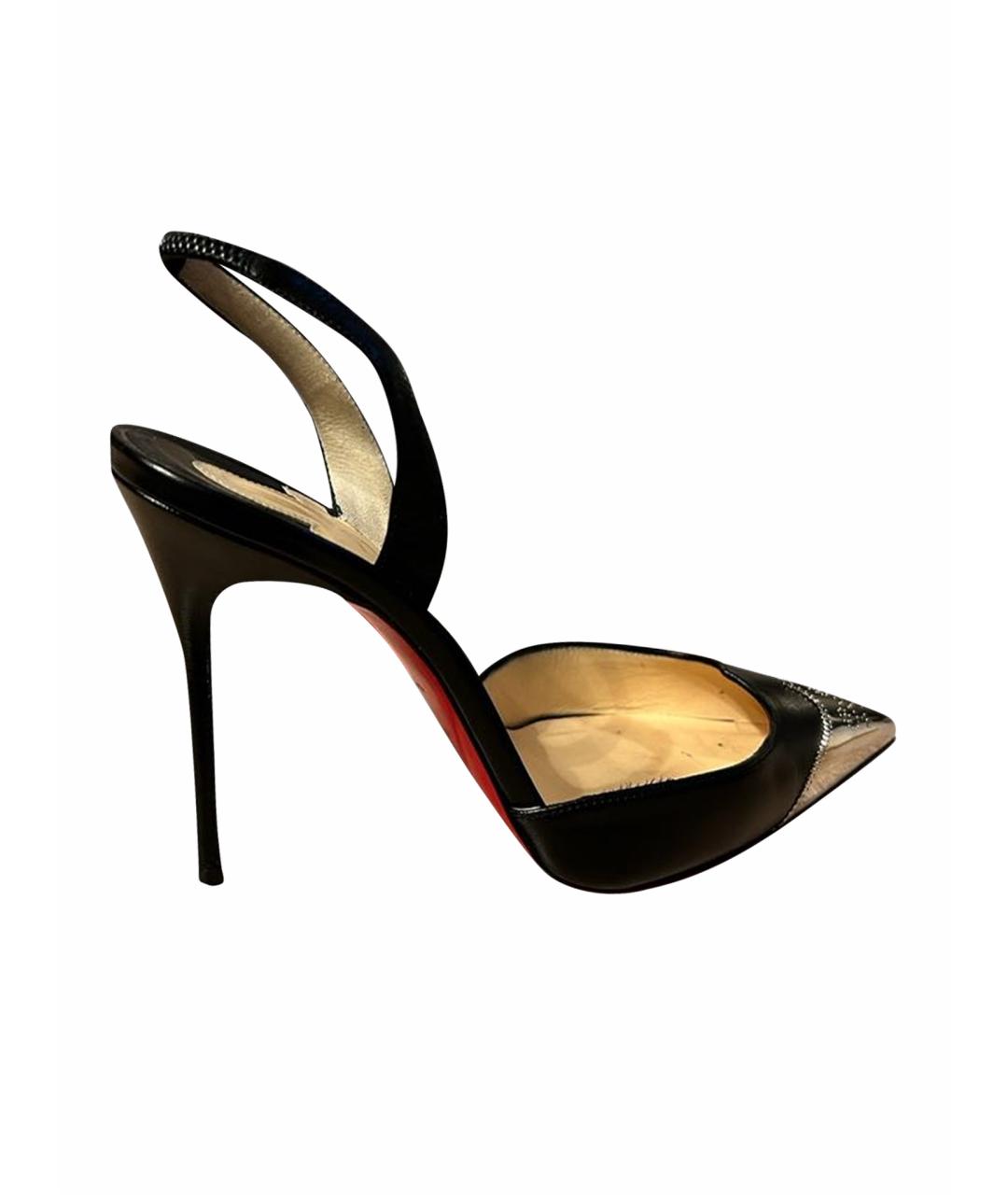 CHRISTIAN LOUBOUTIN Черные кожаные босоножки, фото 1