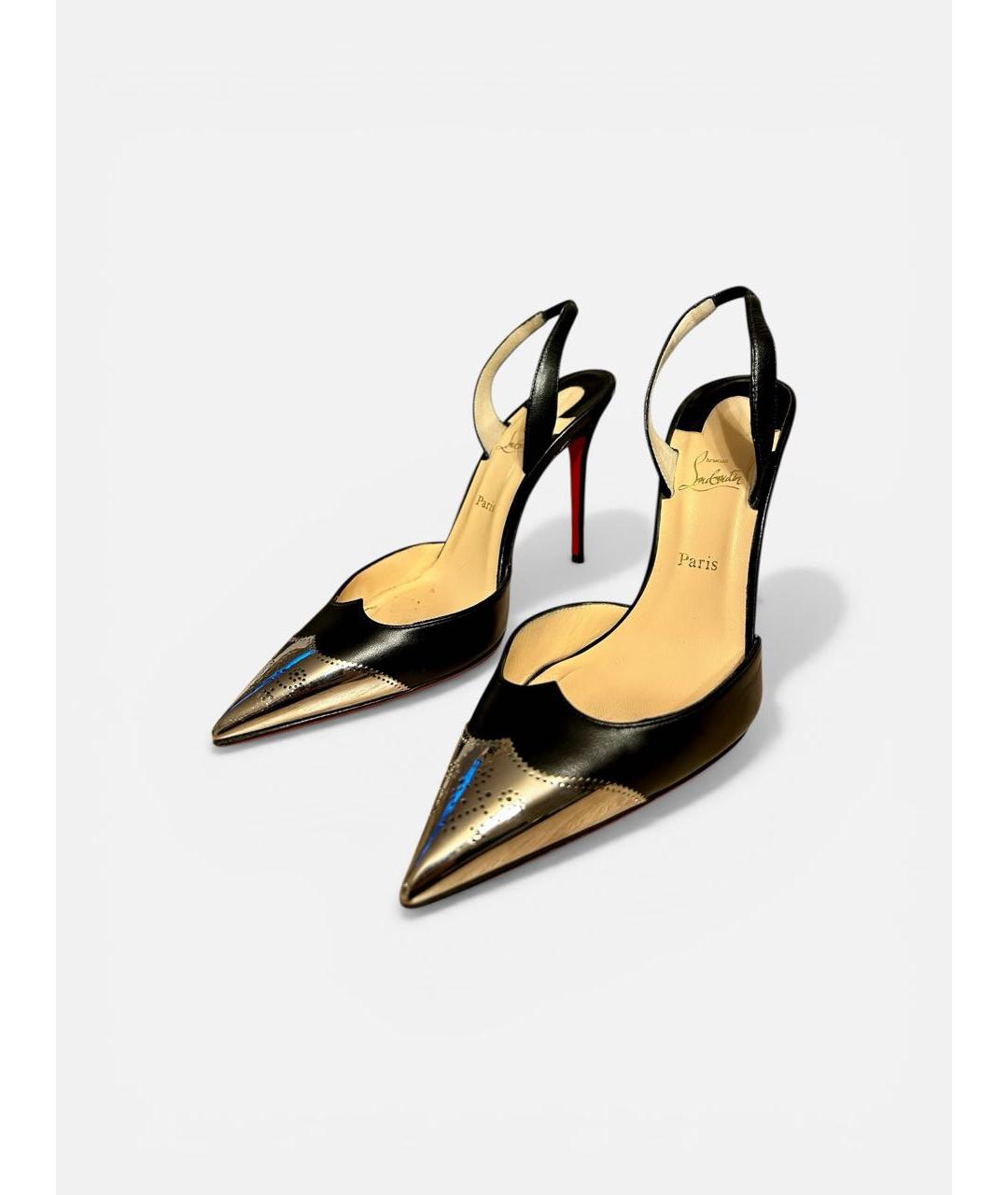 CHRISTIAN LOUBOUTIN Черные кожаные босоножки, фото 4