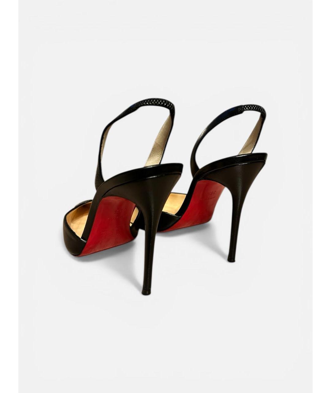 CHRISTIAN LOUBOUTIN Черные кожаные босоножки, фото 3