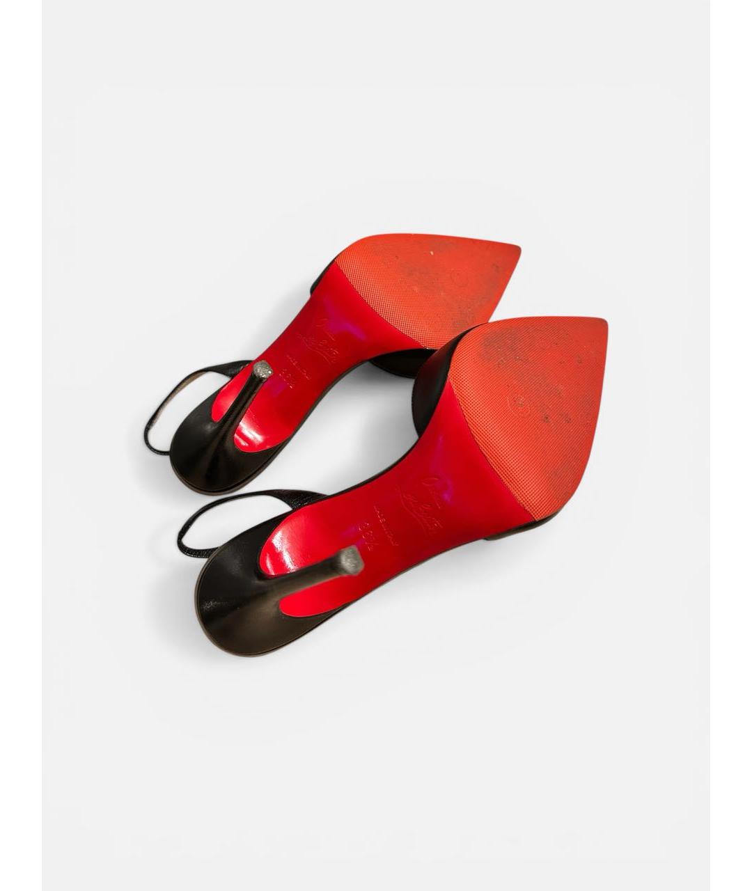 CHRISTIAN LOUBOUTIN Черные кожаные босоножки, фото 5