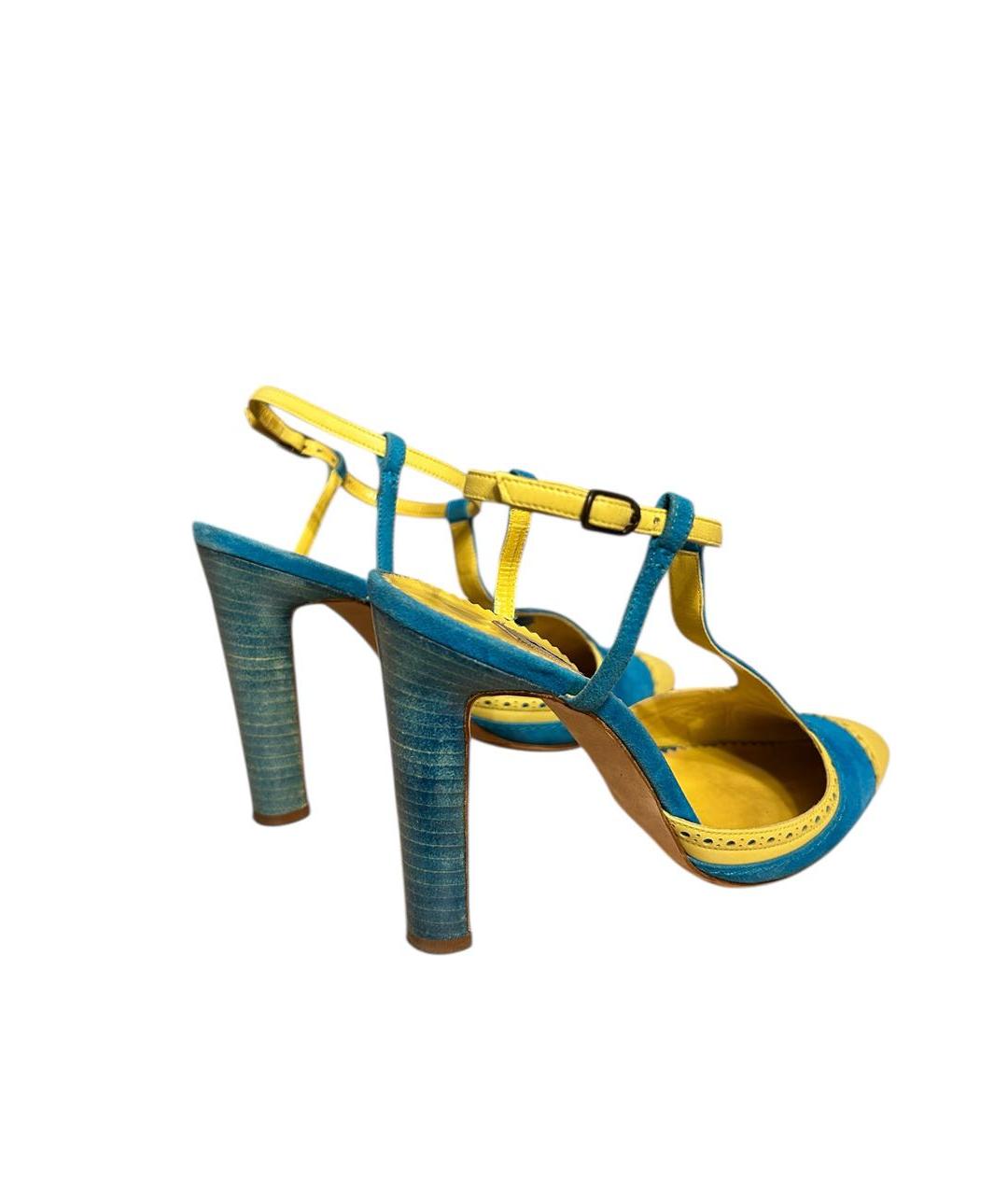 MANOLO BLAHNIK Бирюзовые замшевые босоножки, фото 4