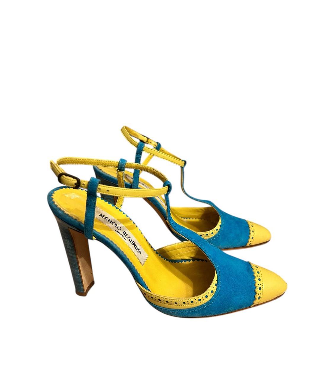 MANOLO BLAHNIK Бирюзовые замшевые босоножки, фото 7