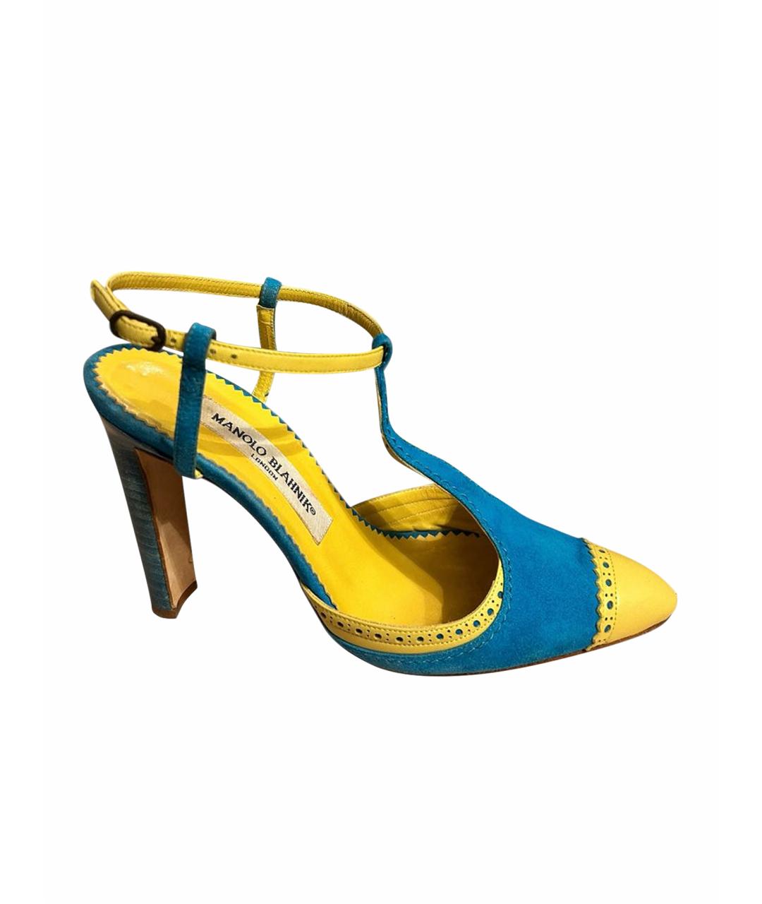 MANOLO BLAHNIK Бирюзовые замшевые босоножки, фото 1