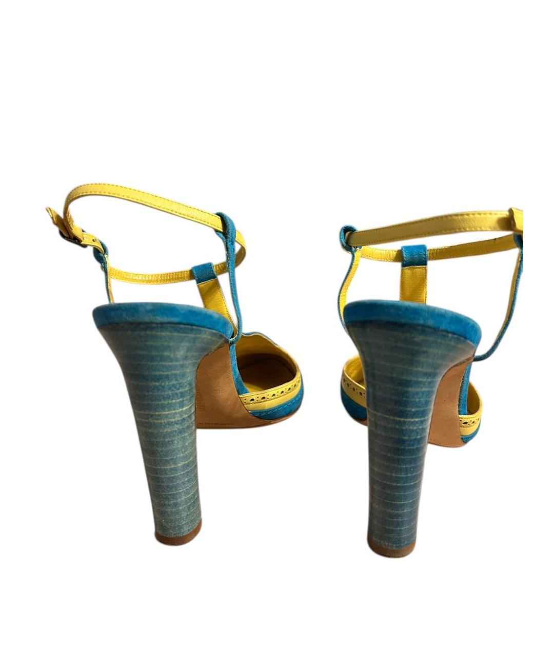 MANOLO BLAHNIK Бирюзовые замшевые босоножки, фото 6