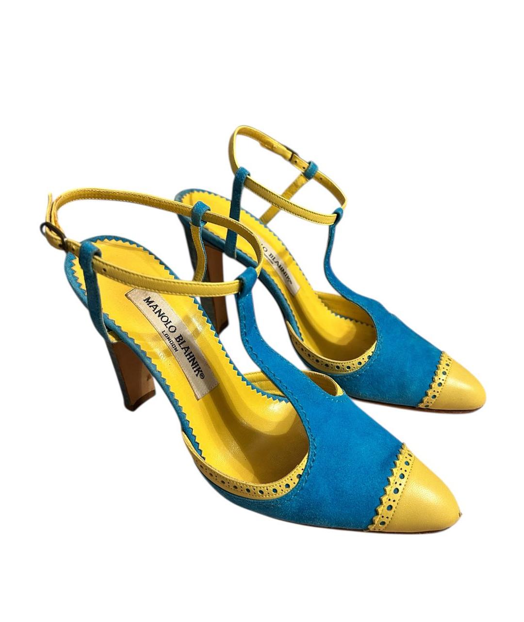 MANOLO BLAHNIK Бирюзовые замшевые босоножки, фото 2