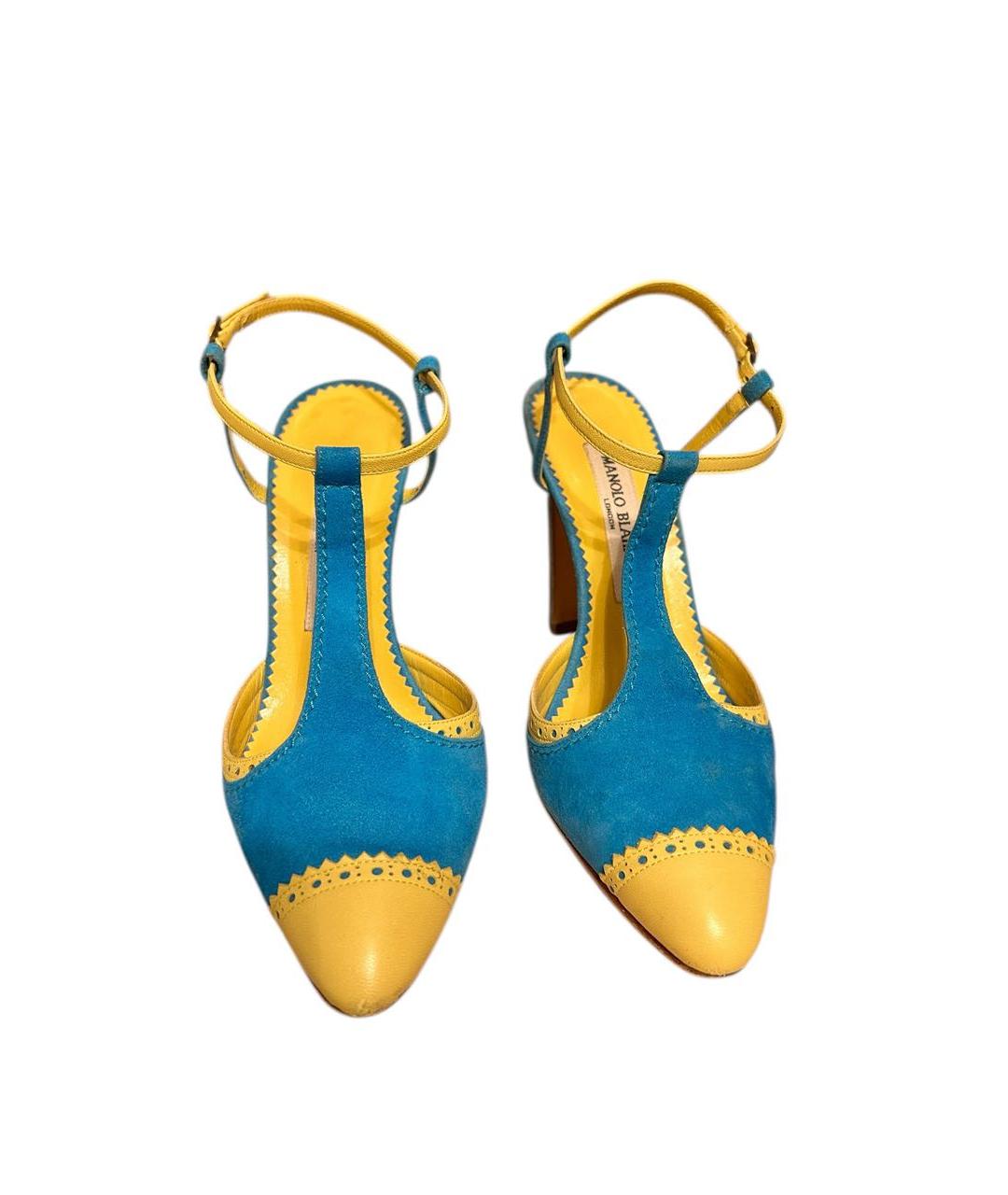 MANOLO BLAHNIK Бирюзовые замшевые босоножки, фото 3