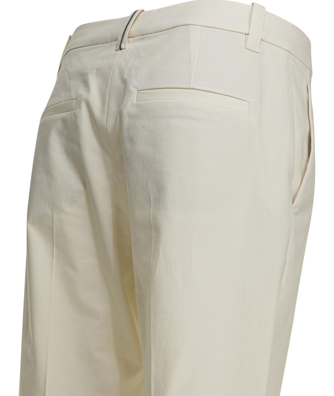 BRUNELLO CUCINELLI Белые хлопковые брюки узкие, фото 3