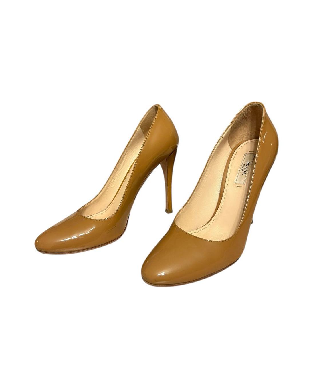 PRADA Бежевые туфли из лакированной кожи, фото 2
