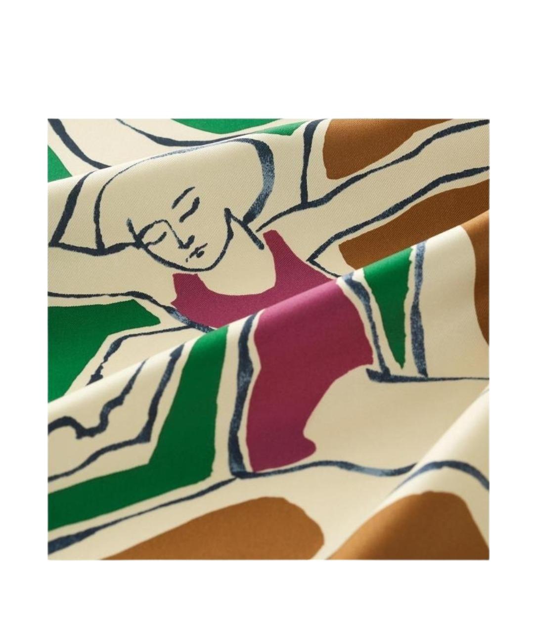 HERMES Мульти шелковый шарф, фото 2