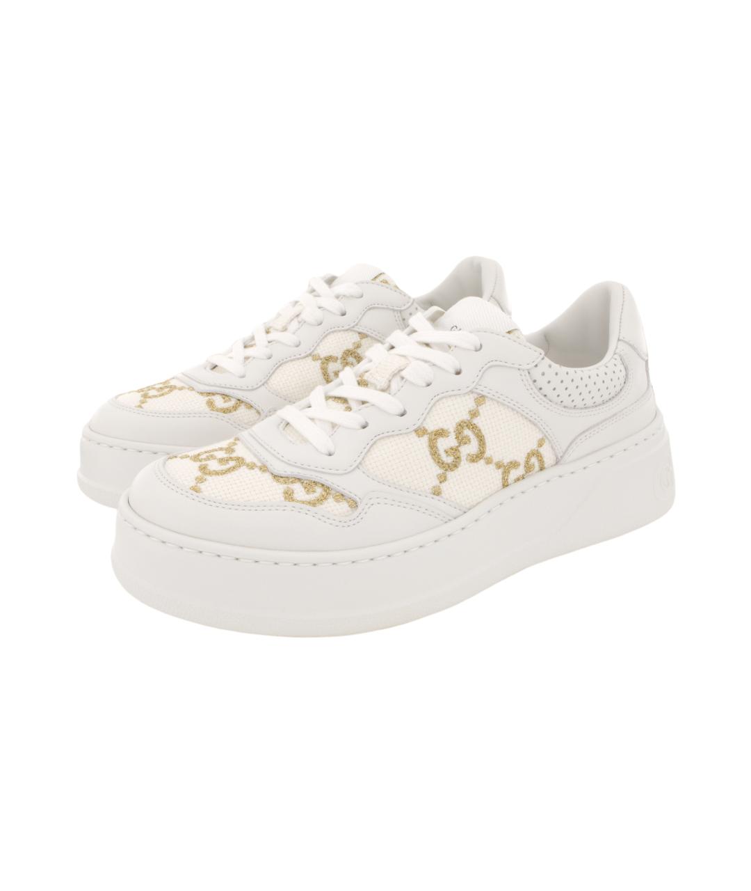GUCCI Белые кожаные кроссовки, фото 3