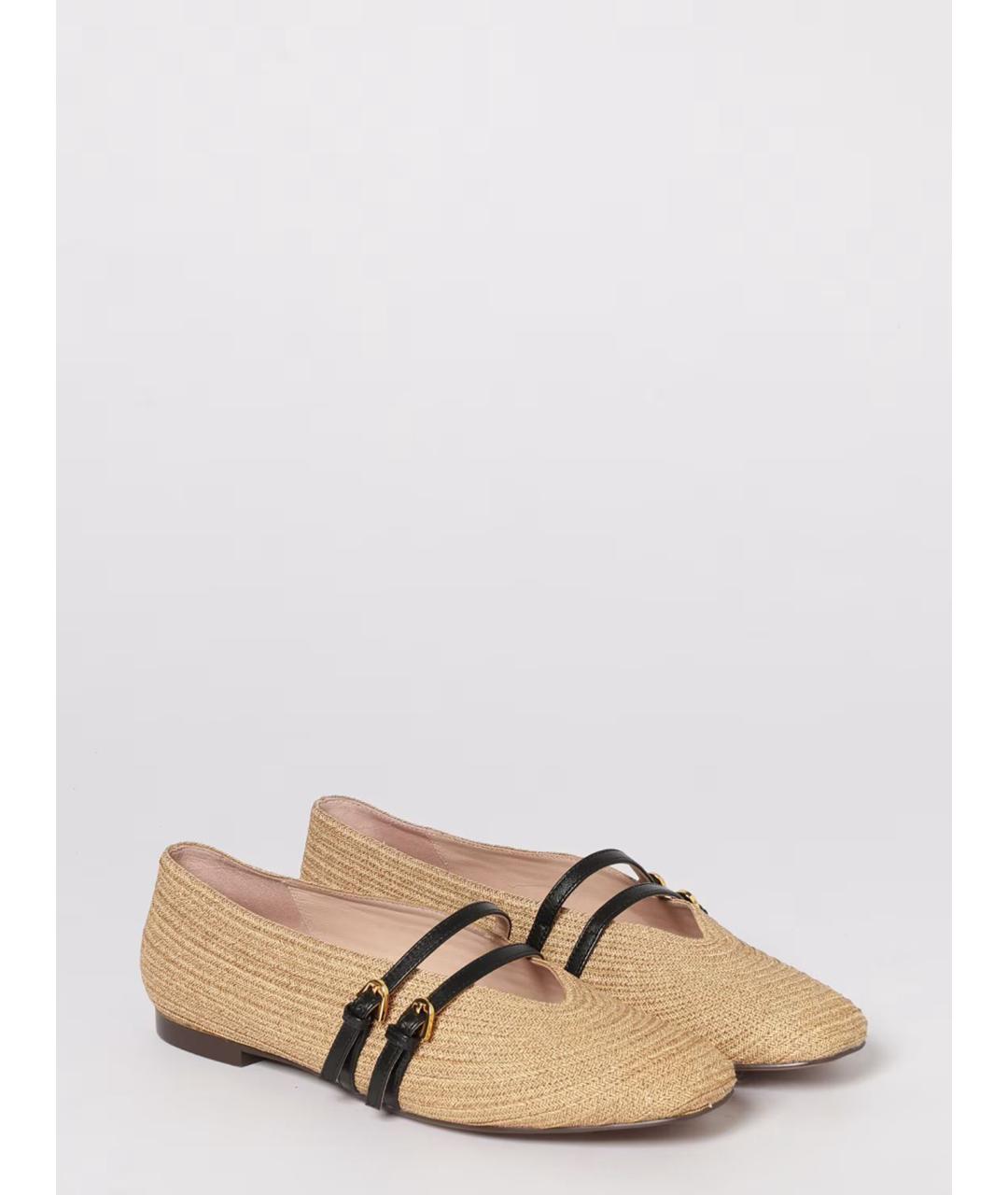 COCCINELLE Бежевые кожаные балетки, фото 2