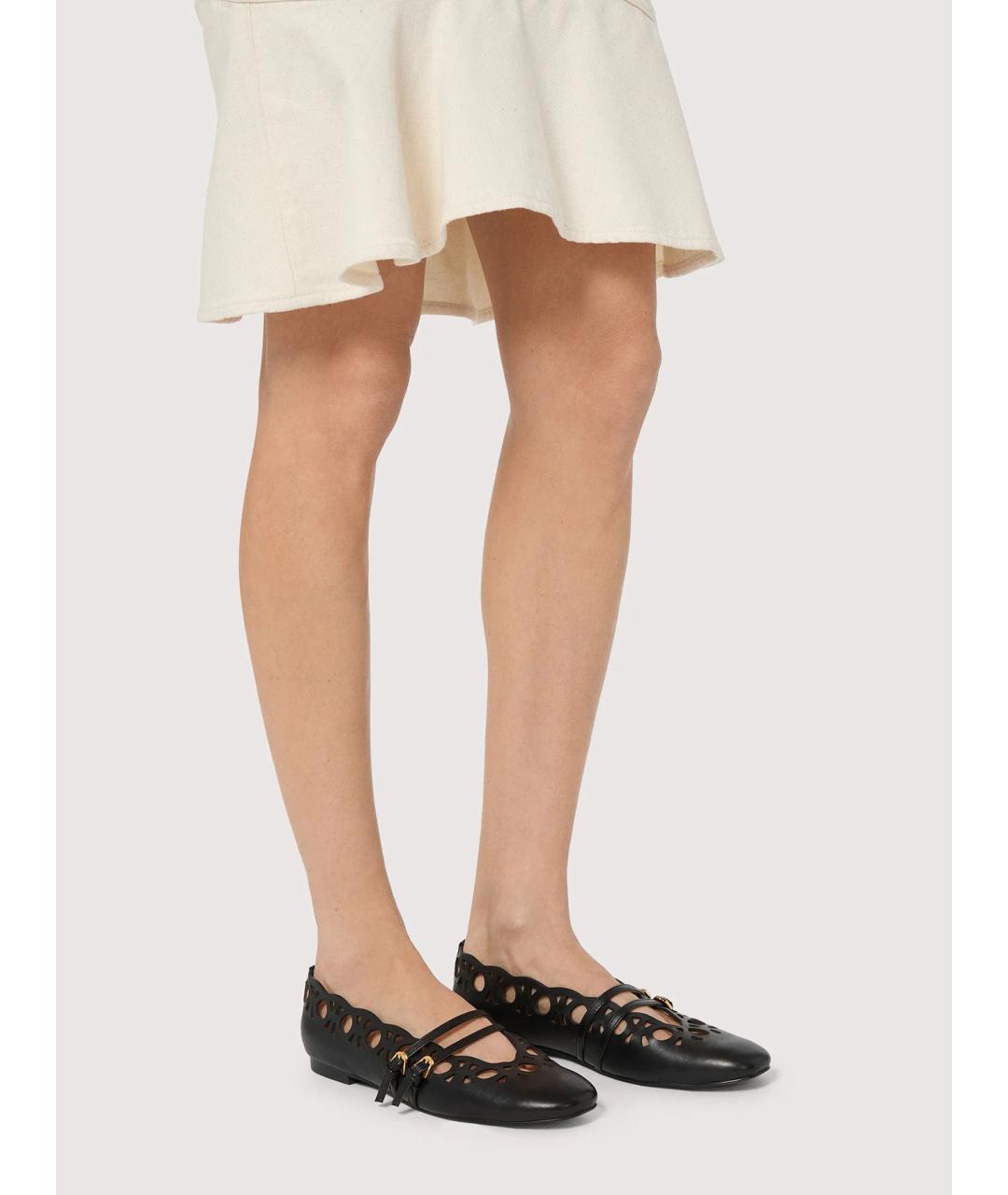 COCCINELLE Черные кожаные балетки, фото 2