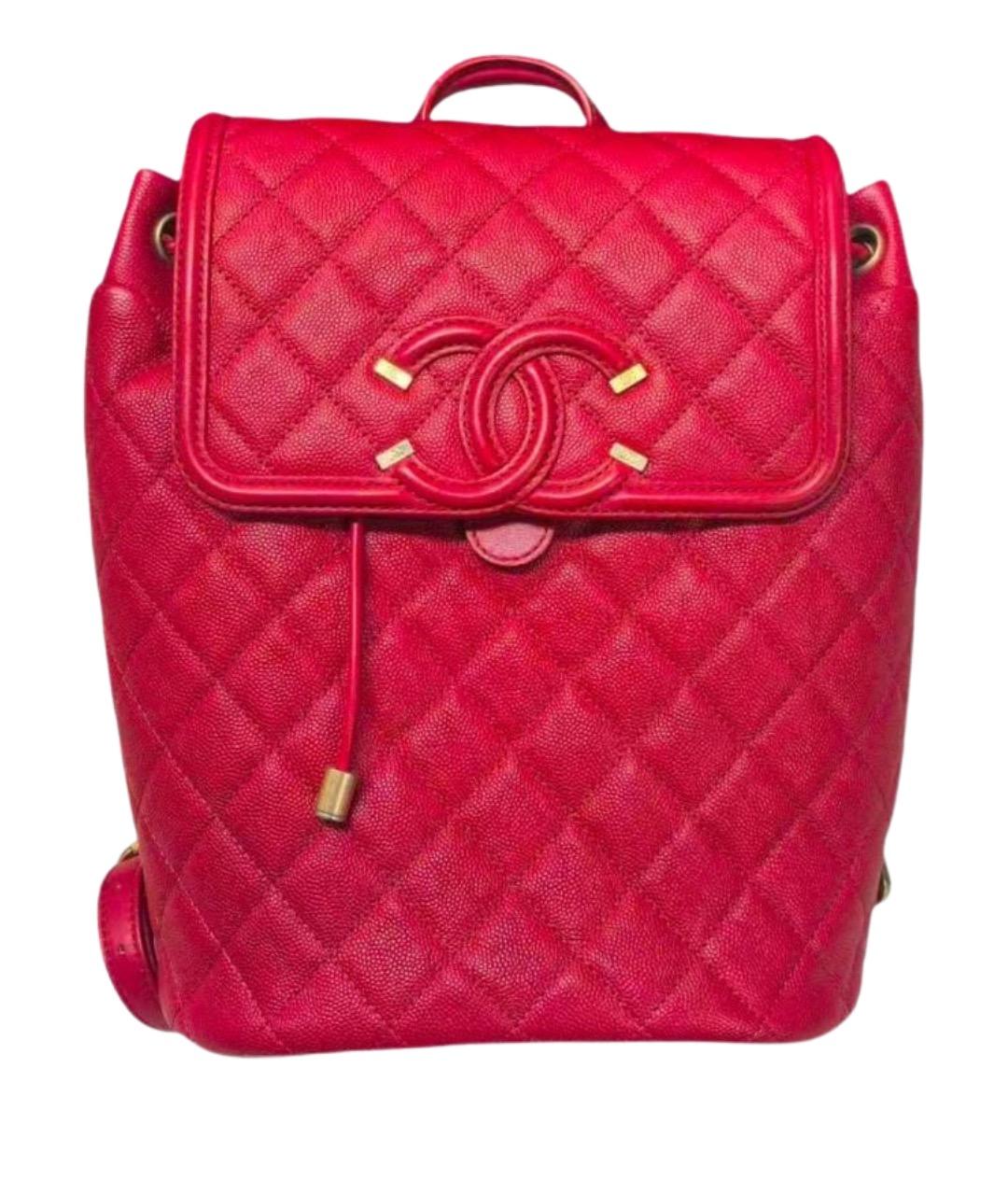 CHANEL Красный кожаный рюкзак, фото 1