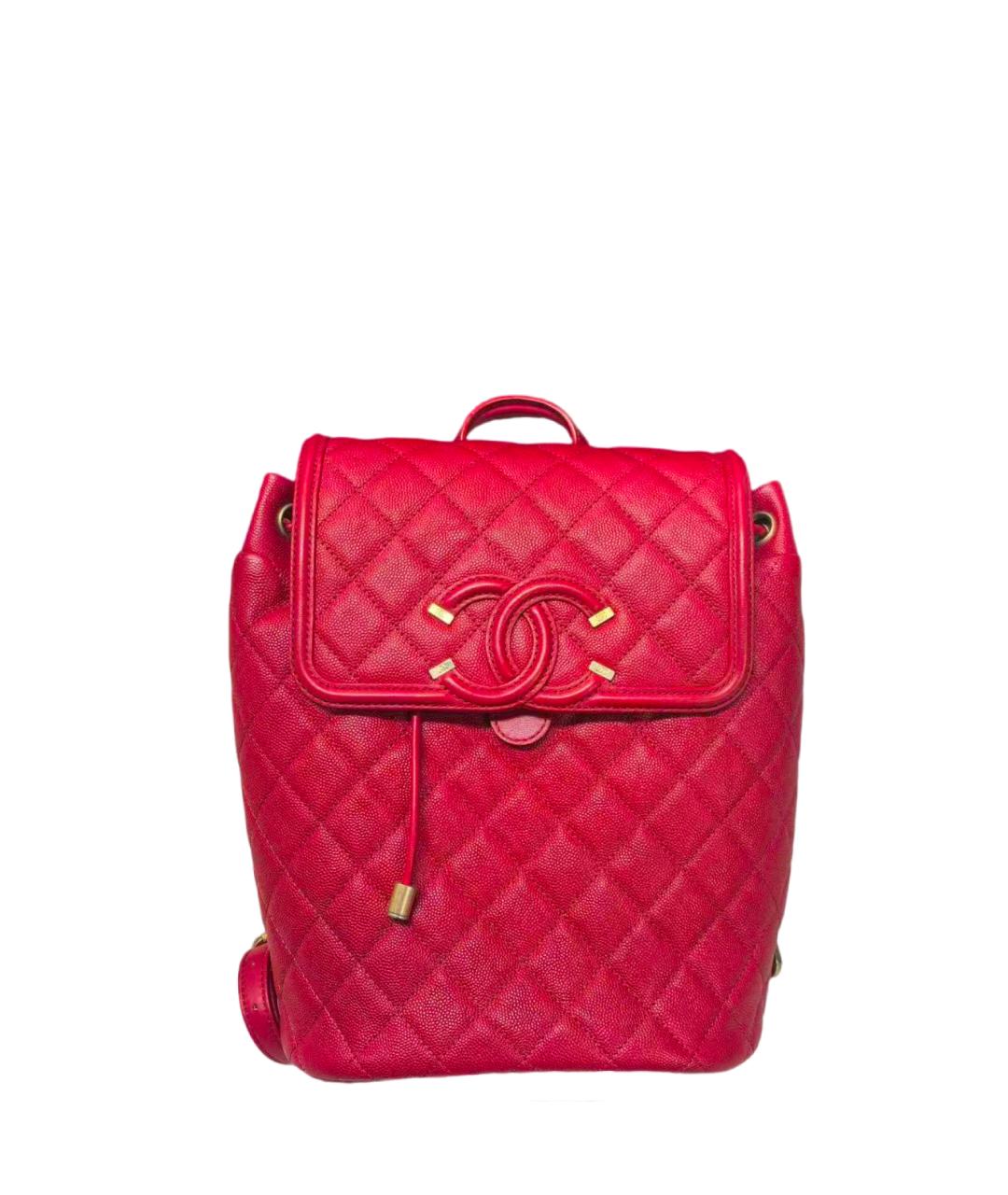 CHANEL Красный кожаный рюкзак, фото 9
