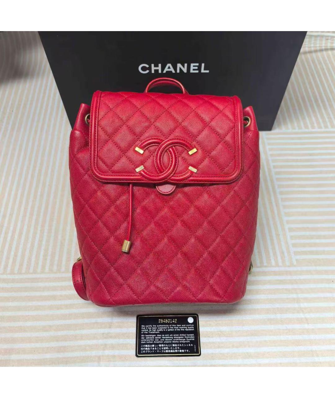 CHANEL Красный кожаный рюкзак, фото 2