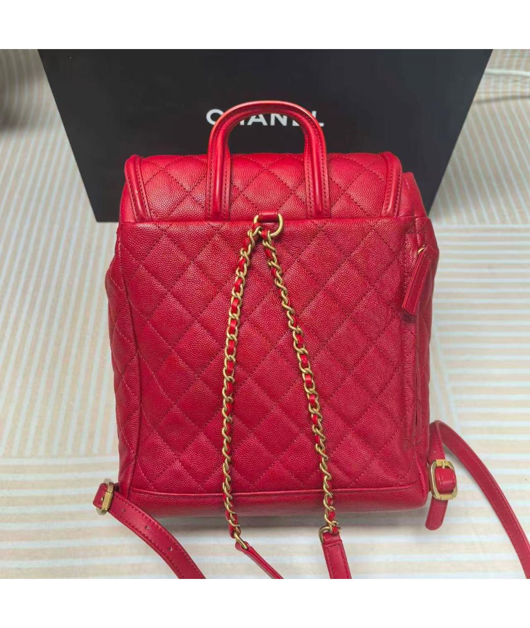 CHANEL Красный кожаный рюкзак, фото 4