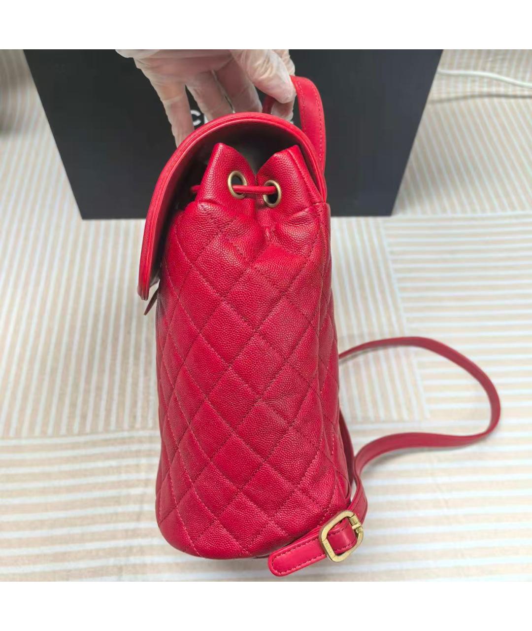 CHANEL Красный кожаный рюкзак, фото 5