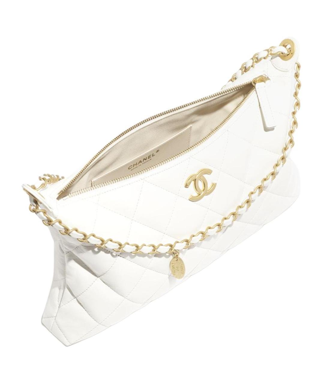 CHANEL Белая кожаная сумка через плечо, фото 3